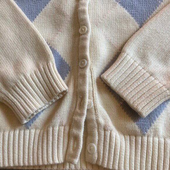 JOHN GALT Argyle Pastel Cardigan Sweater Light Academia Soft Girl Coquette L - Picture 10 of 12